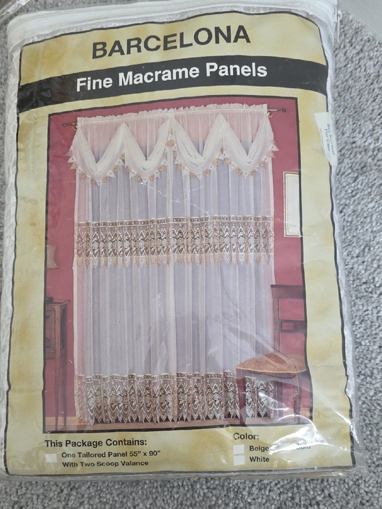 Other - Beige and White Fine Macrame Panel Curtains